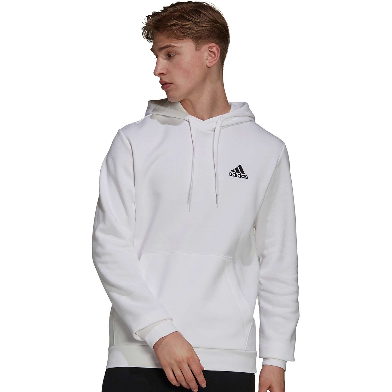 Adidas Men s Essentials Fleece Hoodie White Black 2XL