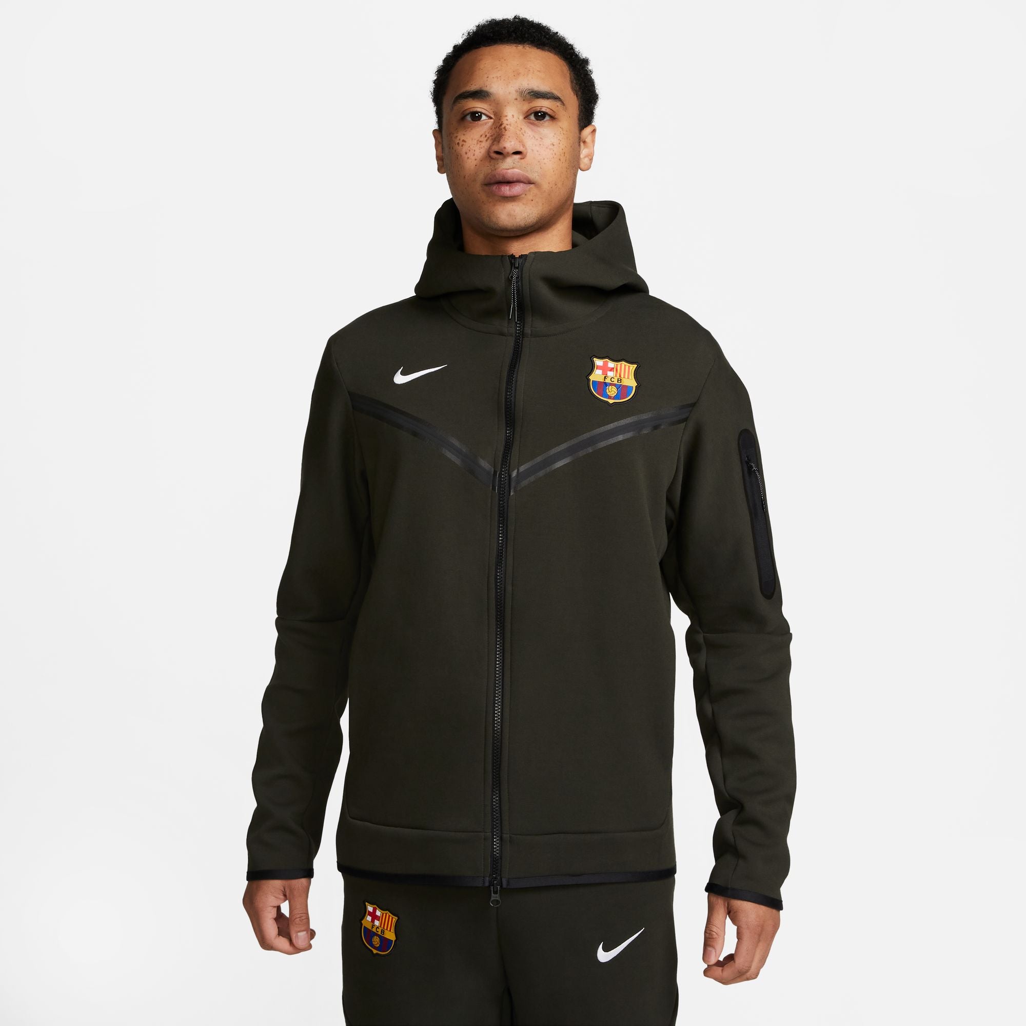 Nike Men's FC Barcelona Tech Fleece Jacket Olive