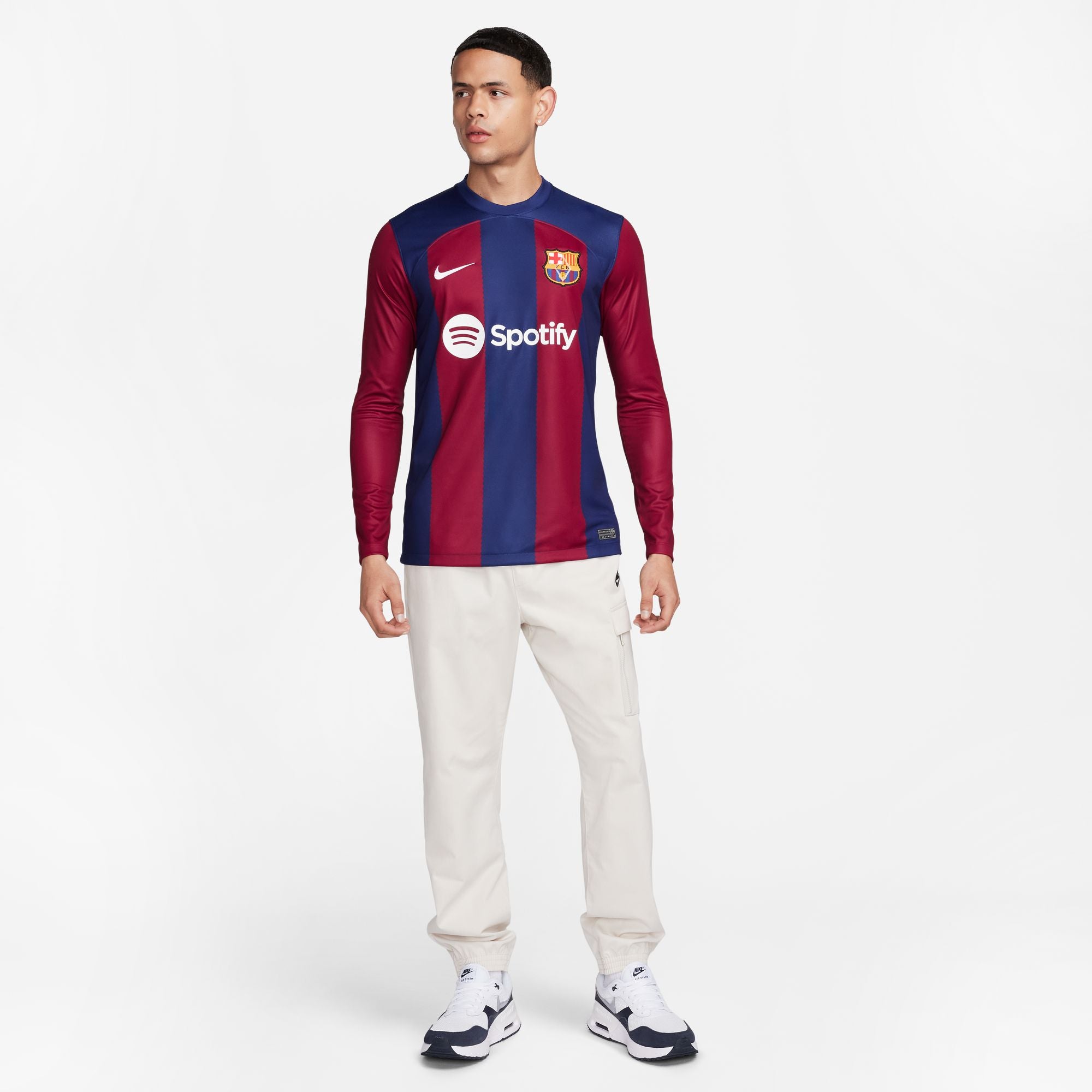 Nike FC Barcelona 2023/24 Stadium Home Men's Dri-FIT Long-Sleeve Soccer Jersey