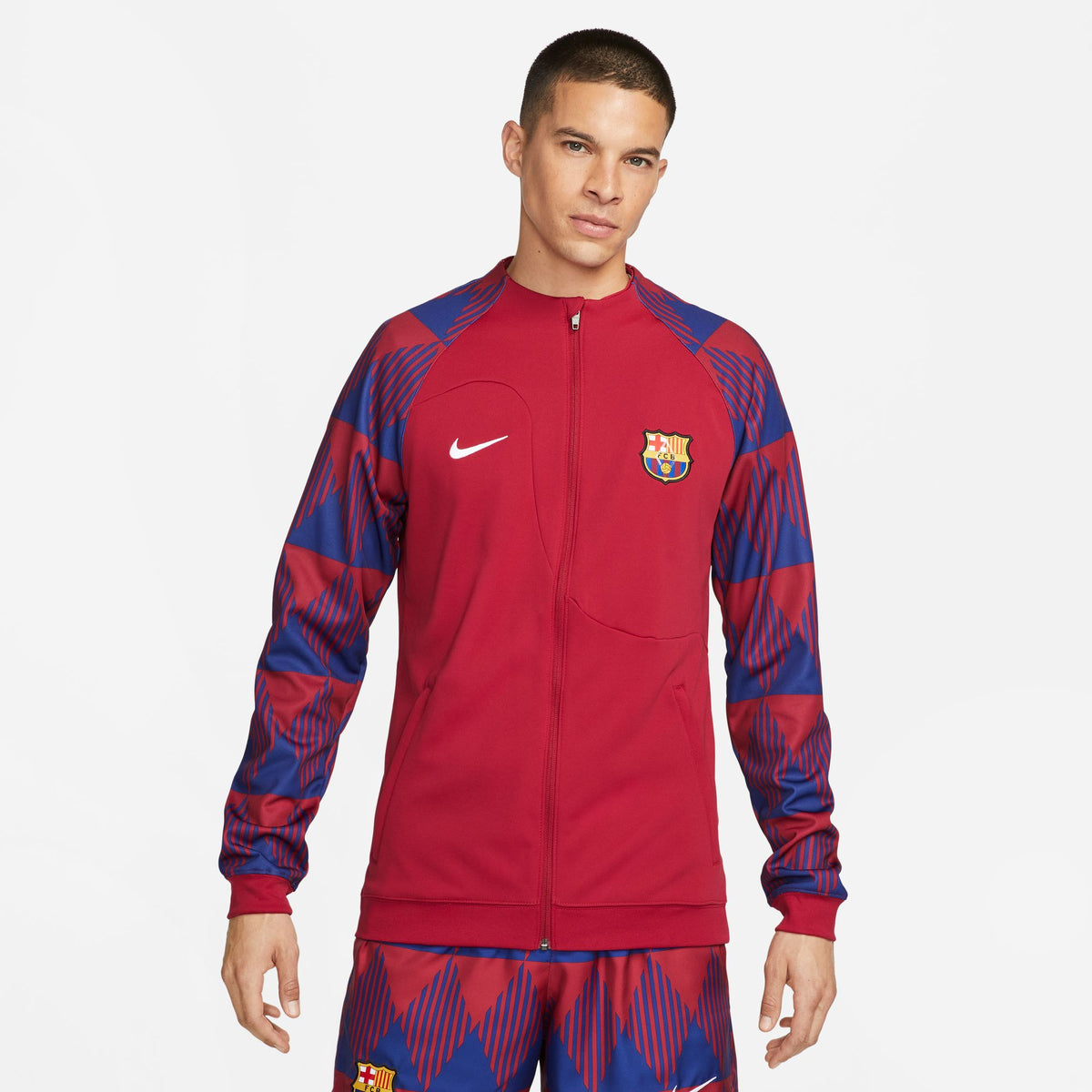 Nike FC Barcelona Academy Pro Men&#39;s Full-Zip Knit Soccer Jacket