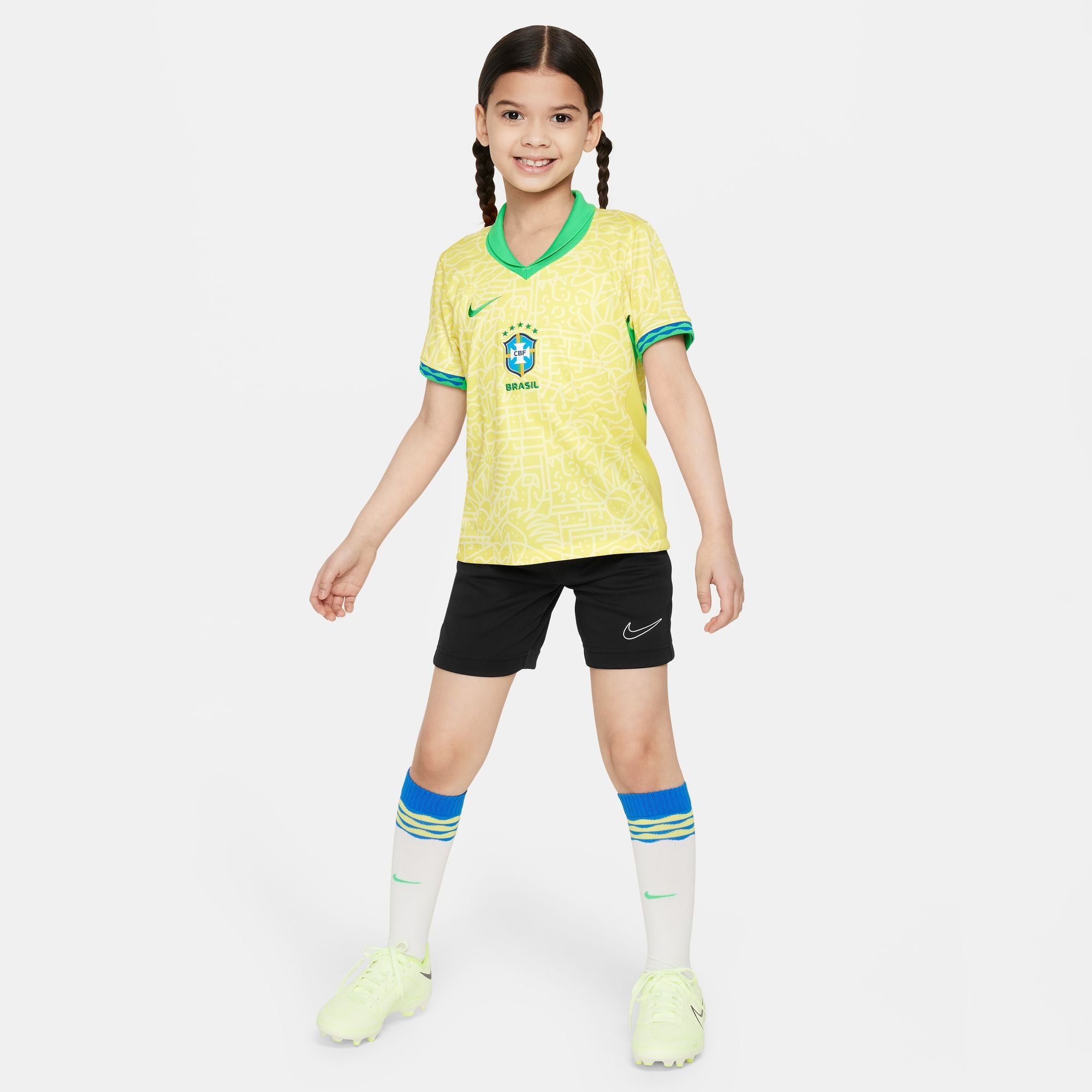 Nike Brazil 2024 Stadium Home Little Kids' Dri-FIT Soccer Replica Jersey