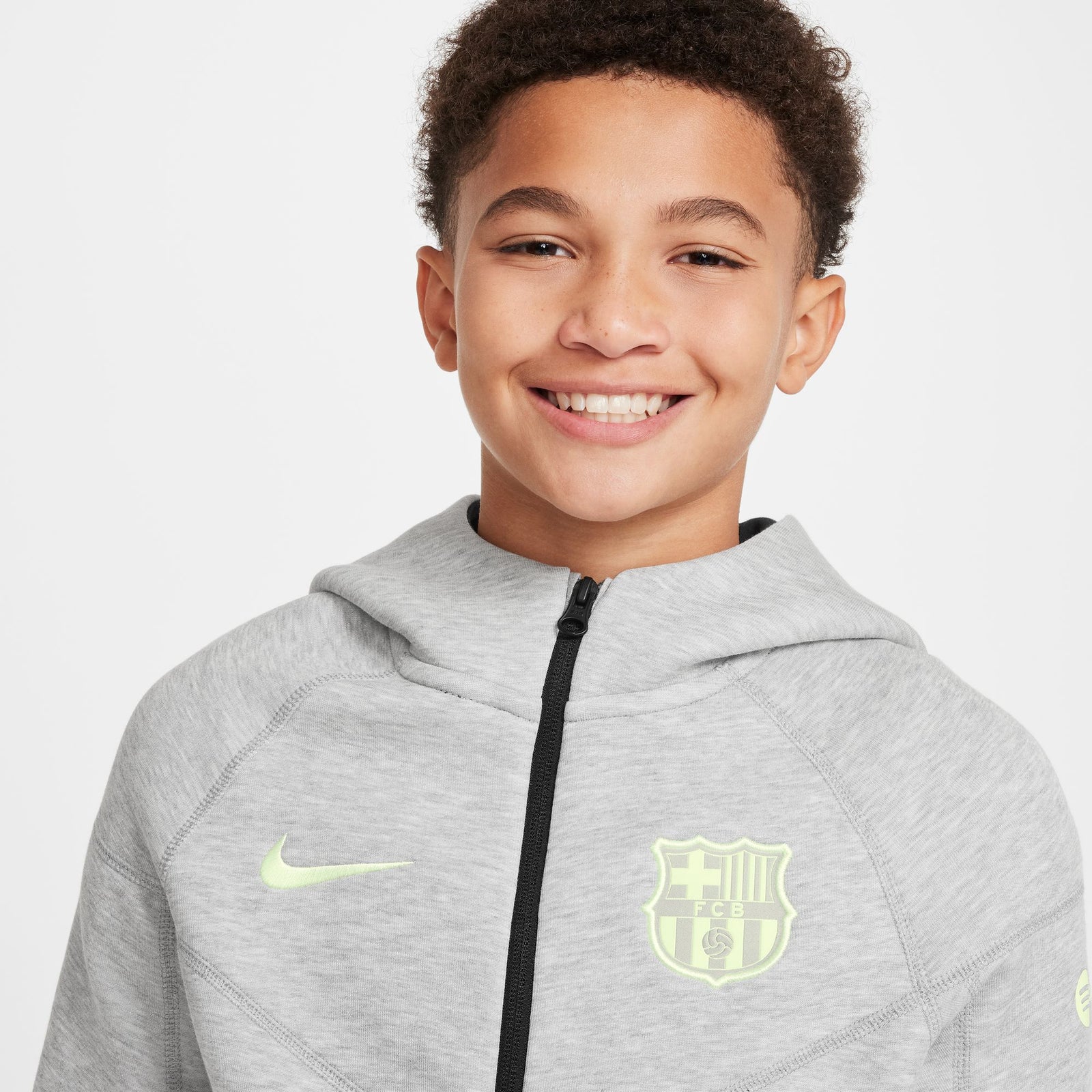 Nike FC Barcelona Tech Fleece Big Kids Boys Soccer Full Zip Hoodie