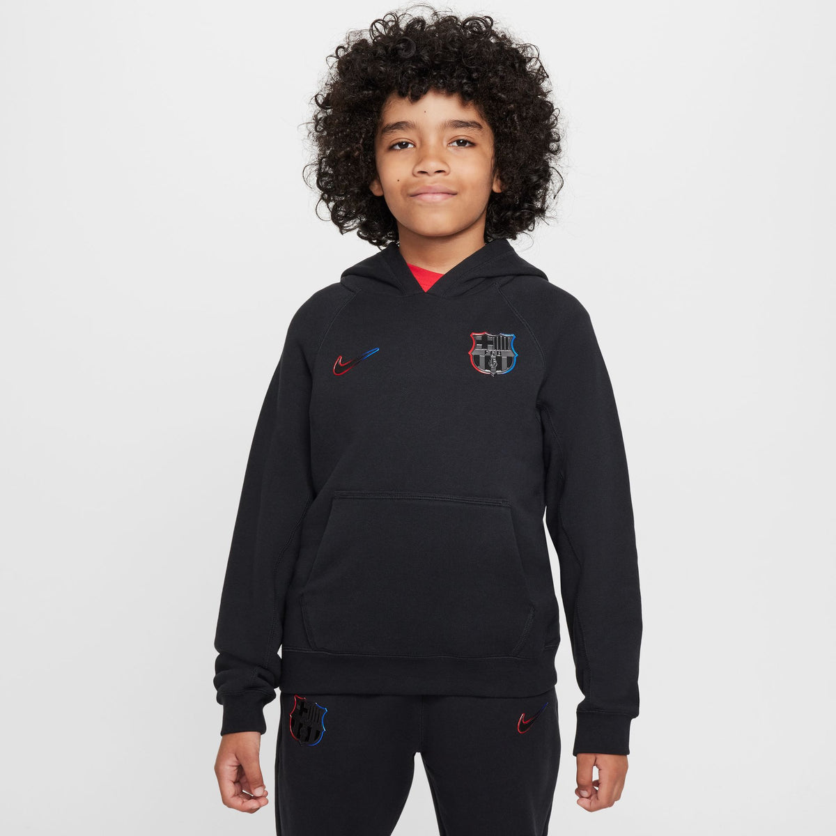 NIKE FC BARCELONA BIG KIDS&#39; FLEECE PULLOVER HOODIE