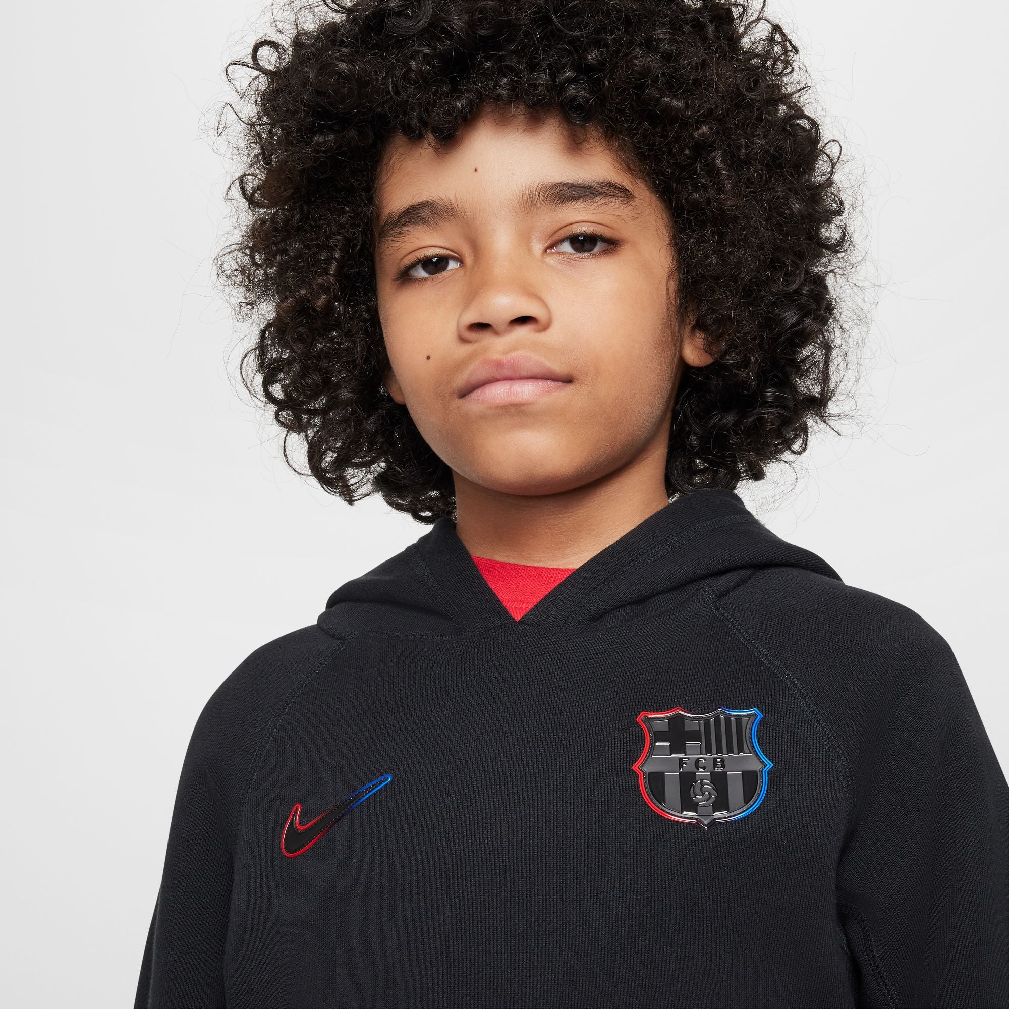 NIKE FC BARCELONA BIG KIDS' FLEECE PULLOVER HOODIE