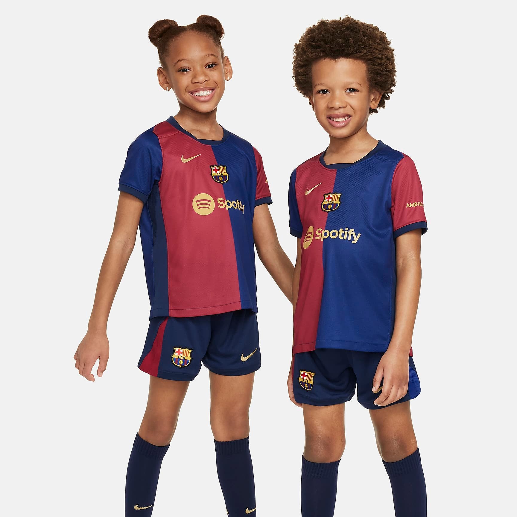 Nike FC Barcelona 2024 25 Kids Dri FIT Home Jersey Kit