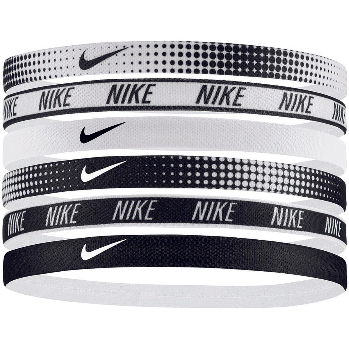 Nike Printed Headbands 6 Pack Black/White