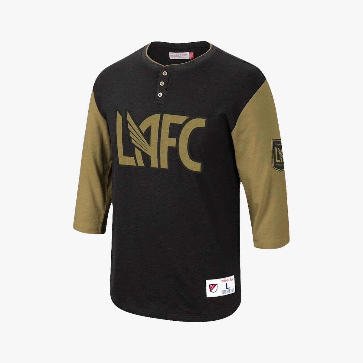 Men&#39;s LAFC Henley 3/4 Sleeve Black and Gold