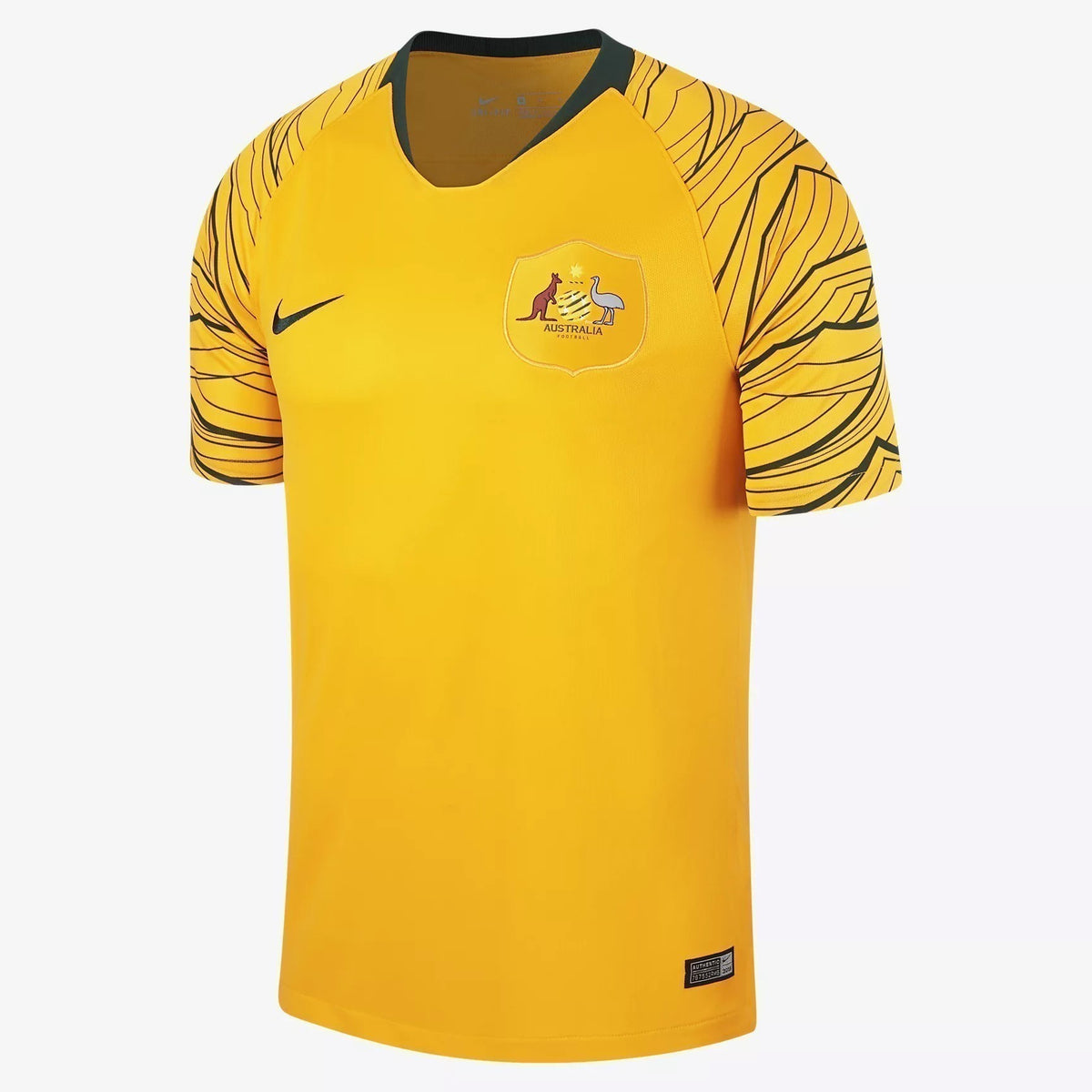 Men&#39;s Australia 2018 Home Soccer Jersey - University Gold/Pro Green