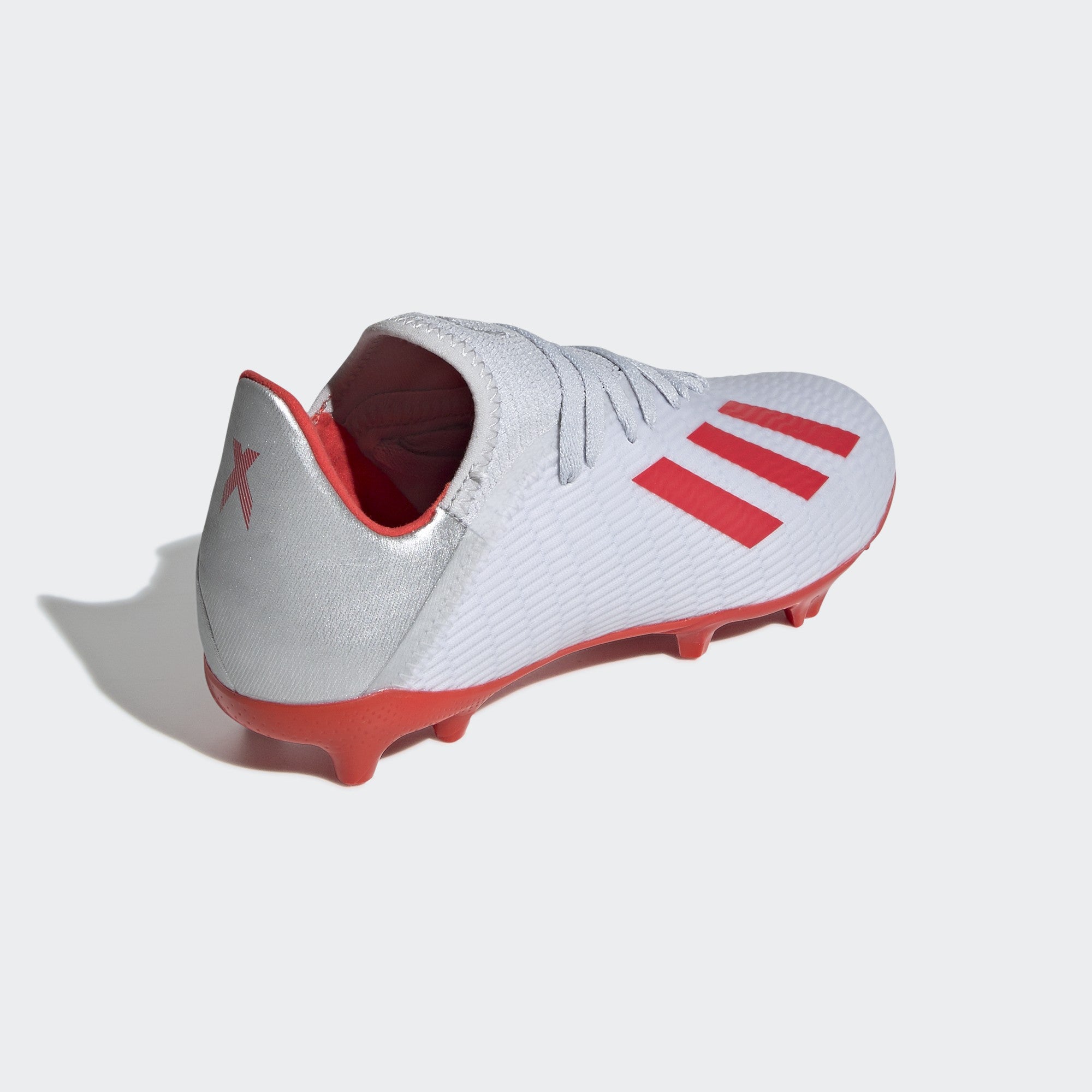 X 18.3 FG Kid's Cleats - Silver/Hi-Res Red/Footwear White