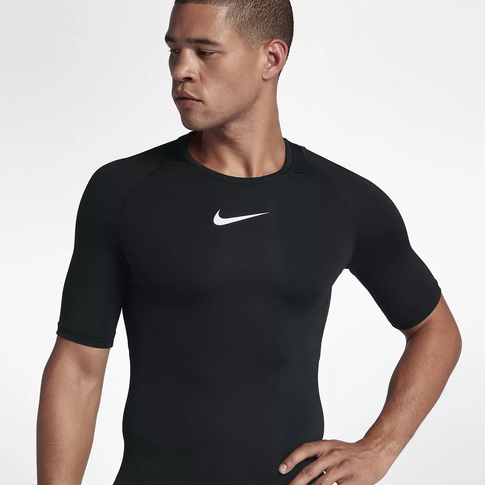 Men s Nike Pro Short Sleeve Training Top Black White