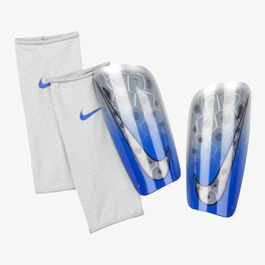 Men&#39;s Mercurial Lite Soccer Shin Guards - Silver/Blue